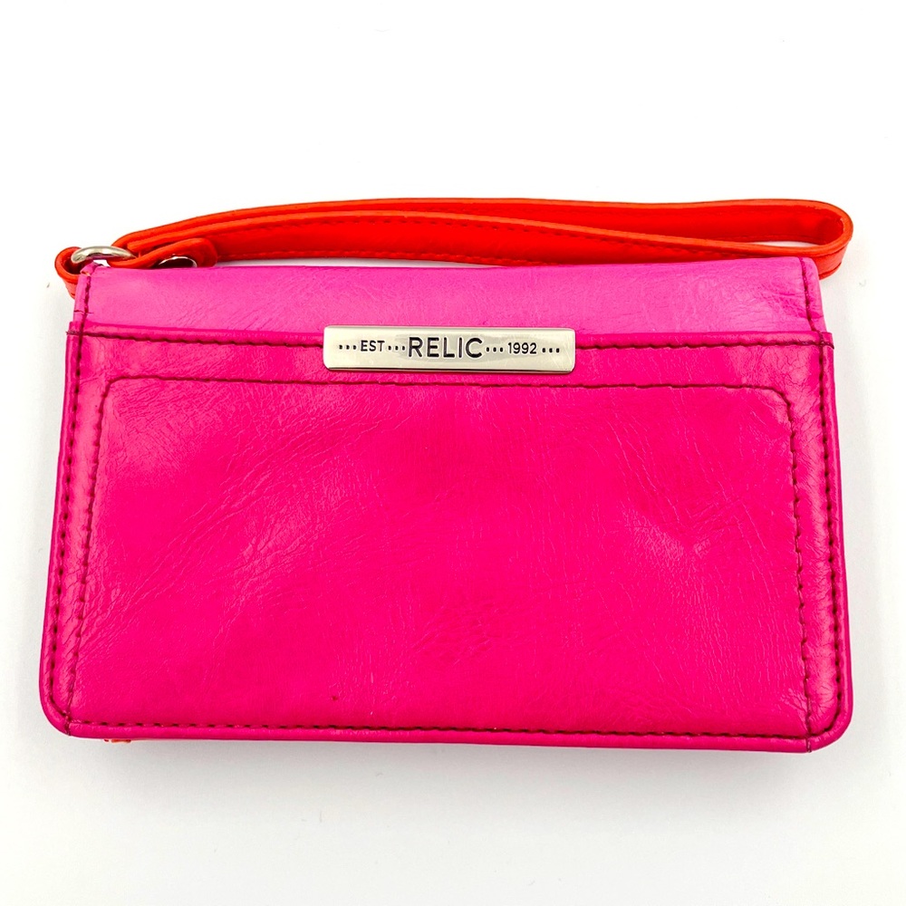 Relic Women's Wallet Pink And Orange 4"x6" Wristlet  Coin Money Snap Closure